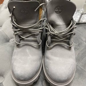 Gray timberlands.